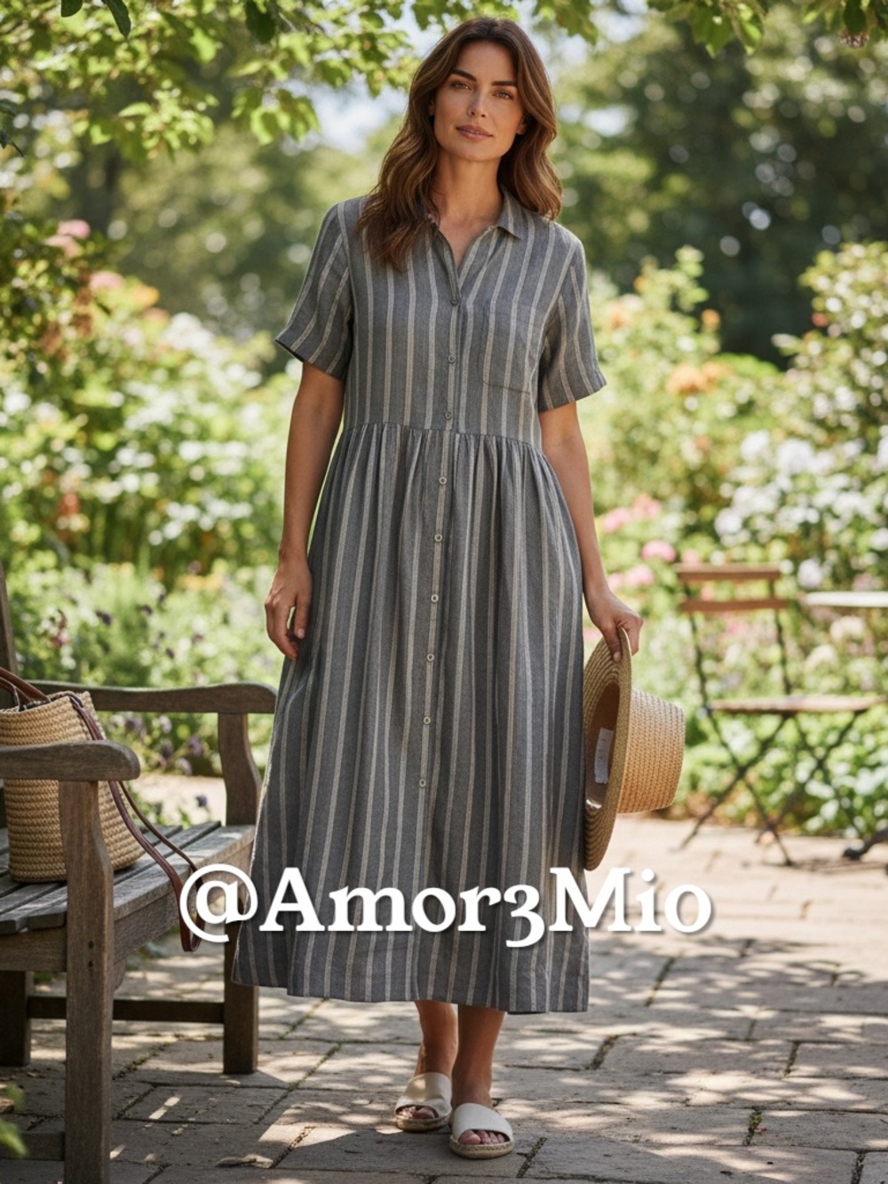 NWT MATE THE LABEL ORGANIC LINEN STRIPED SHIRT DRESS size Small